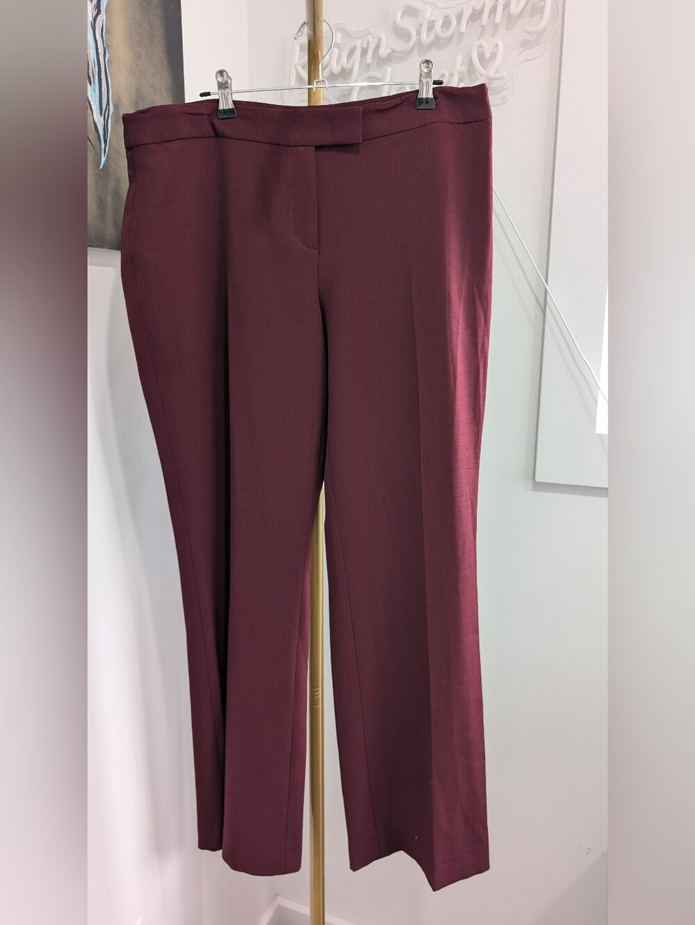 Anne Klein Tailored Straight-Leg Dress Pants – Burgundy / Maroon – Size 12